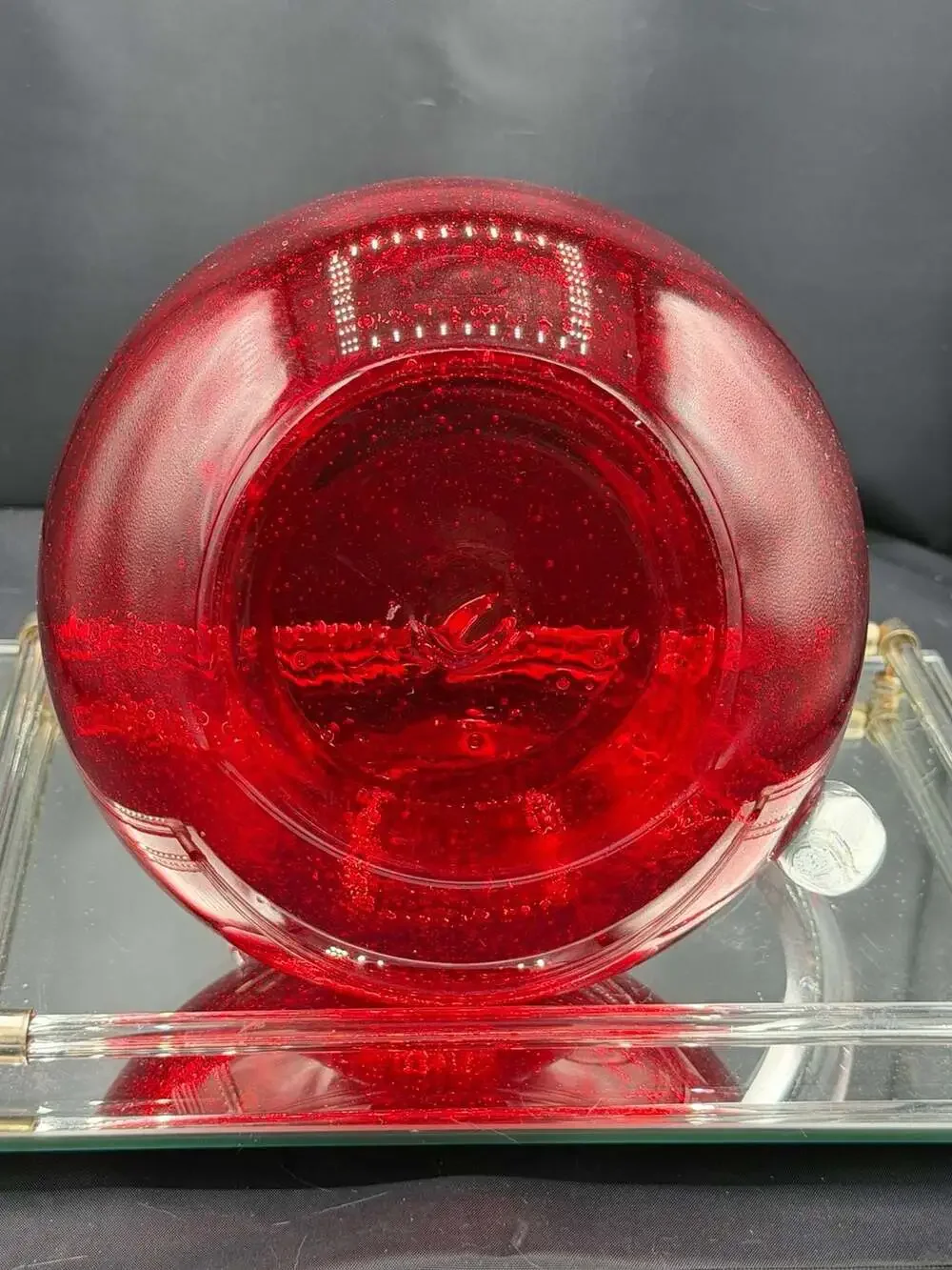 Artland Iris Ruby Red Bubble Glass Hand-Blown Pitcher